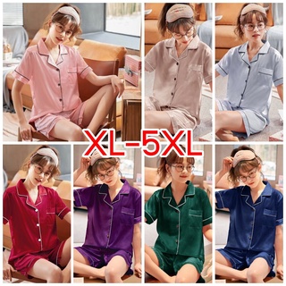 L10-04 พร้อมส่ง ชุดนอนไซส์ใหญ่ ชุดนอน XL-5XL ชุดนอนผ้าซาติน ชุดนอนคนอ้วน ชุดนอนผู้หญิงไซส์ใหญ่