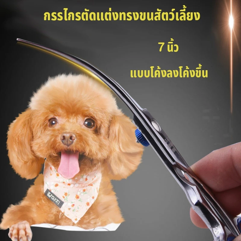 🚚พร้อมส่ง🚚6 นิ้ว กรรไกรตัดขนสุนัขขนแมว กรรไกรโค้งขนหมา ตัดขนสัตว์ แบบโค้งลงโค้งขึ้น จับถนัดมือ มีความคม