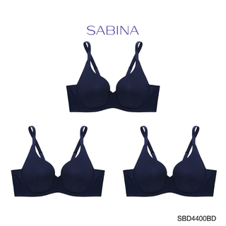 Sabina ซาบีน่า เสื้อชั้นใน (Set 3 ชิ้น) Seamless Fit (มีโครง) รุ่น Perfect Bra รหัส SBD4400BD สีน้ำเงินเข้ม