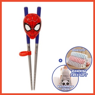 Marvel SpiderMan three-dimensional face Kids Chopsticks Training Chopsticks Stainless Steel Chopsticks