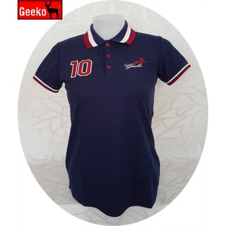 เสื้อโปโล แฟชั่น ( polo shirt )แบรนด์ Geeko ตรากวาง หญิง รุ่นสลิมสี กรม ( ขลิบ คอ แขน ) 027SW41