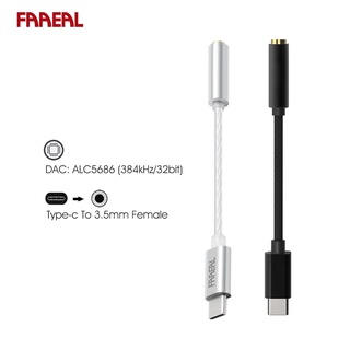 Faaeal DAC อะแดปเตอร์แปลงสายเคเบิ้ลหูฟัง Type-C เป็น 3.5 มม. ชุบทอง สําหรับแท็บเล็ต PC Android