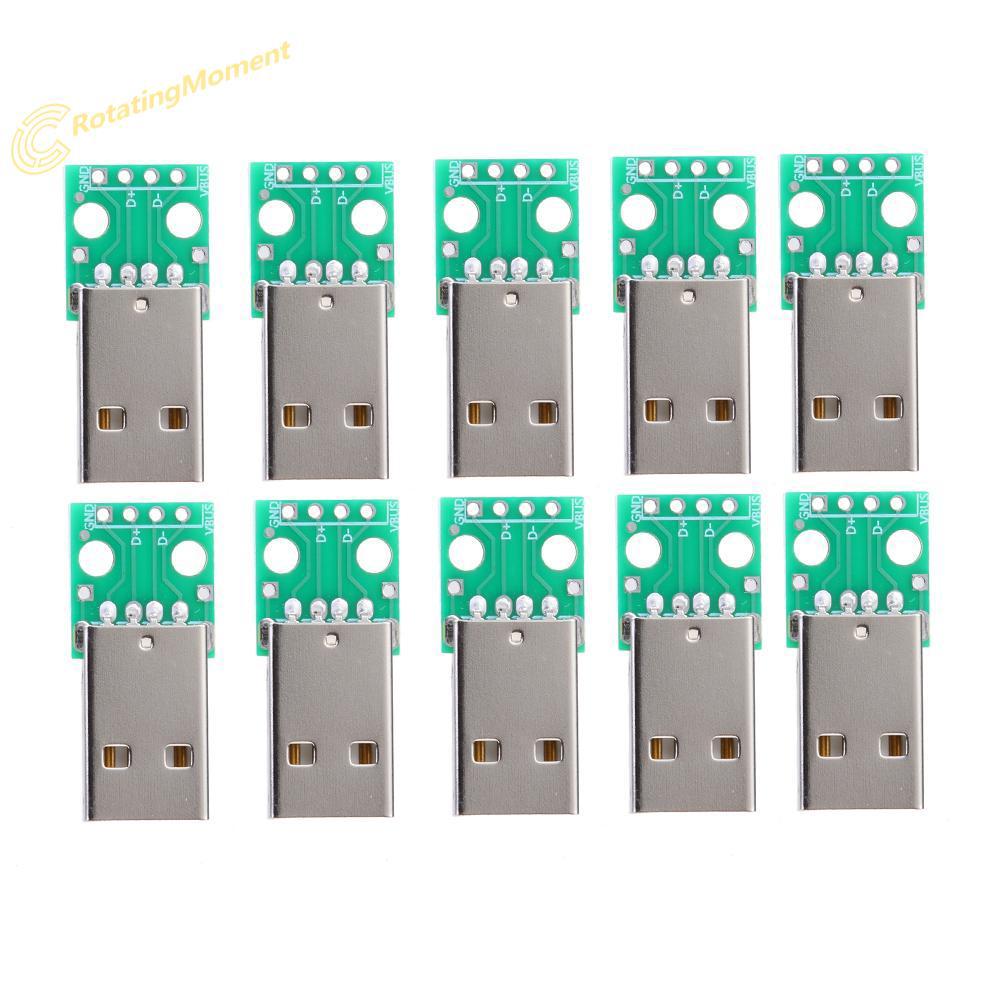 ro 10 ชิ้น type a usb male to dip 2 . 54 มม. pcb อะแดปเตอร์โมดูลพาวเวอร์ซัพพลาย