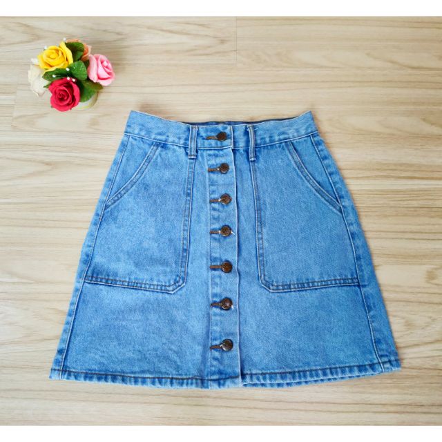 กระโปรงยีนส์ เอวสูง ผ้าดี หนาหนัก CNG Jeans size S