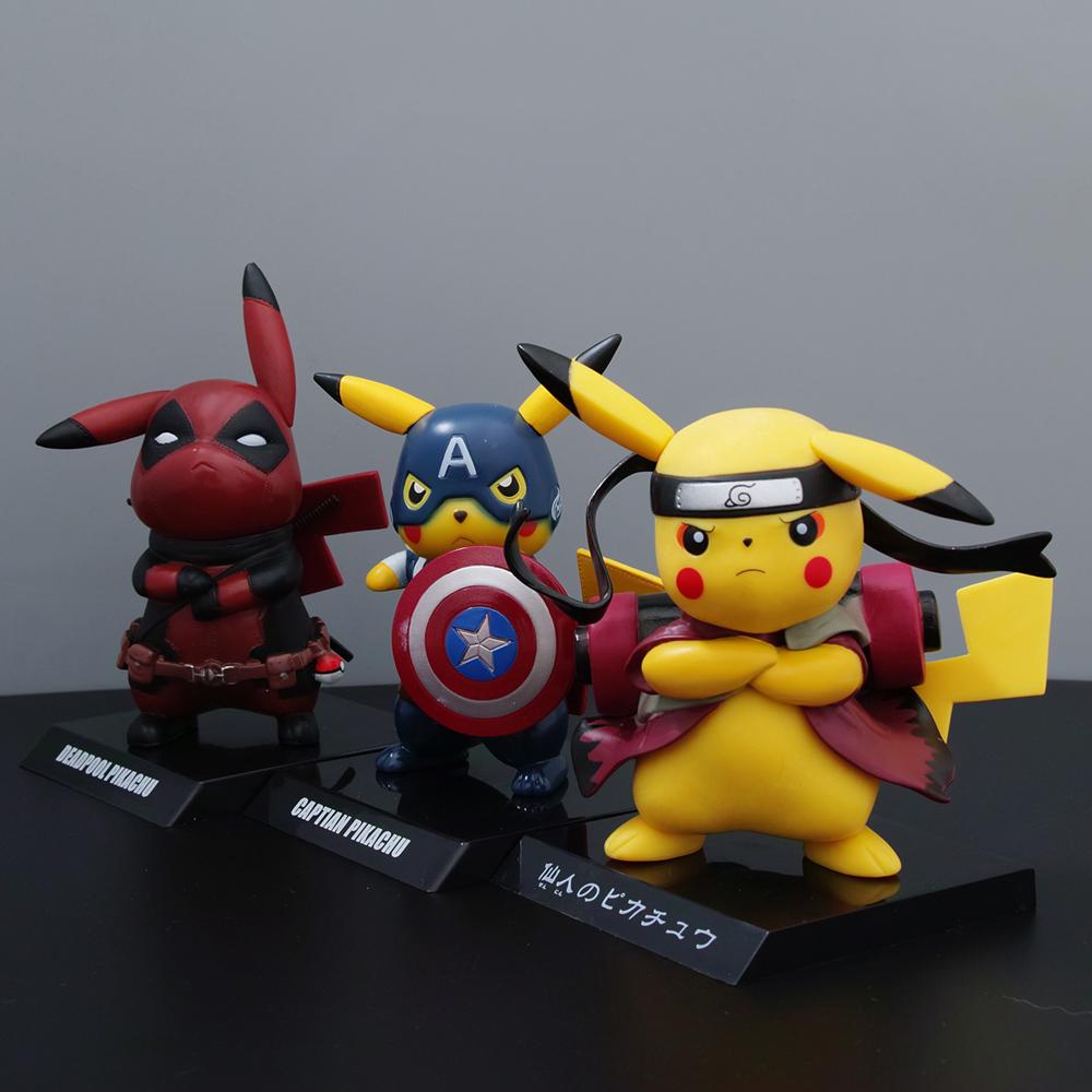 โมเดล วันพีช Captain America Pokemon Deadpool Pikachu การตกแต่ง Pokemon Hand Do Naruto Pokémon