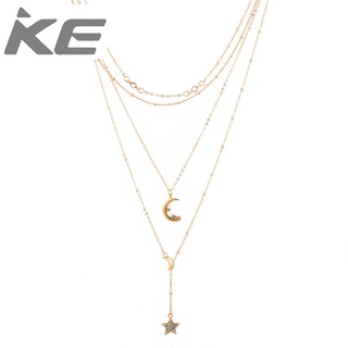 Jewelry popular moon diamond pentagram multi-necklace for girls for women low price