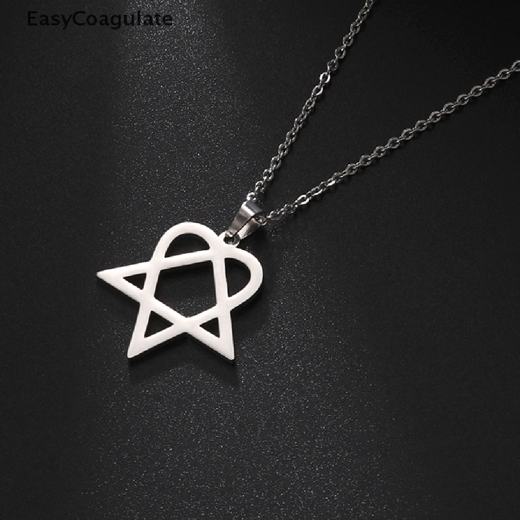 Eas Classic simple Heartagram Star Heart Stainless Steel Pendant Necklace jewelry Ate