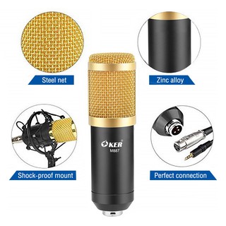 OKER M887 ชุดไมค์คอนเดนเซอร์ + Phantom Power 48V + USB Sound 7.1 + แจ็คแปลงโทรศัพท์