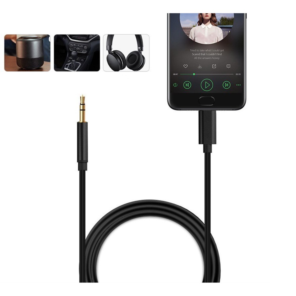 ตัวแปลงหูฟัง สายแปลงหูฟังในรถ USB Type c to AUX Cable สาย AUX สำหรับ android ชิปเสียงดิจิตอล