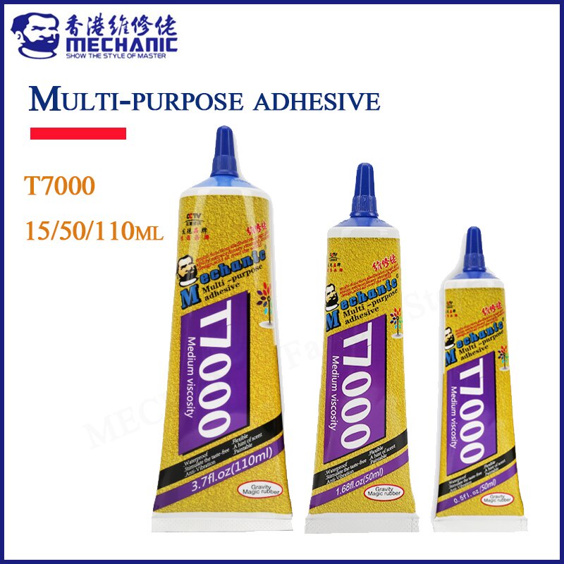 ช่าง 15 ml/50 ml/110 ml กาว T7000 กรอบกระจกซ่อมโทรศัพท์มือถือยางยางสีดำ super strong กาว