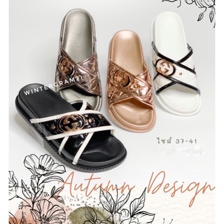 พร้อมส่ง/ GGรองเท้าแตะแฟชั่นอะไหล่ทอง รุ่นใหม่ไม่ซ้ำใคร 37-41