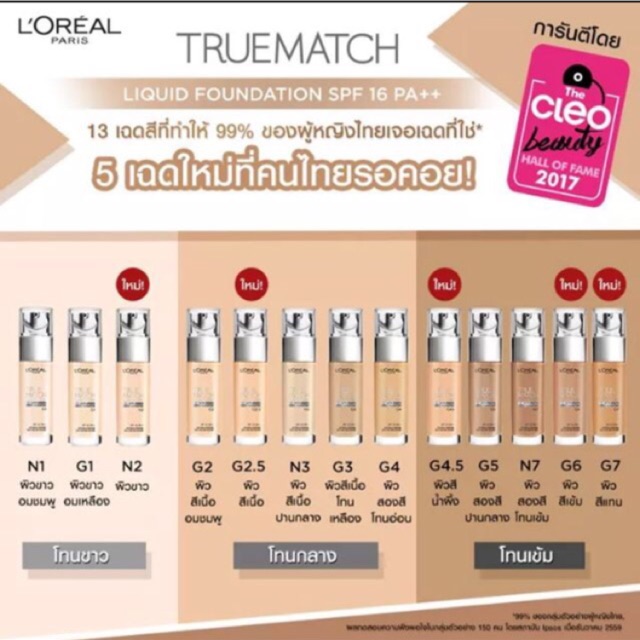 รองพื้นลอรีออล ทรูแมช Loreal true match ของแท้ผลิตปี17-18ค่ะ