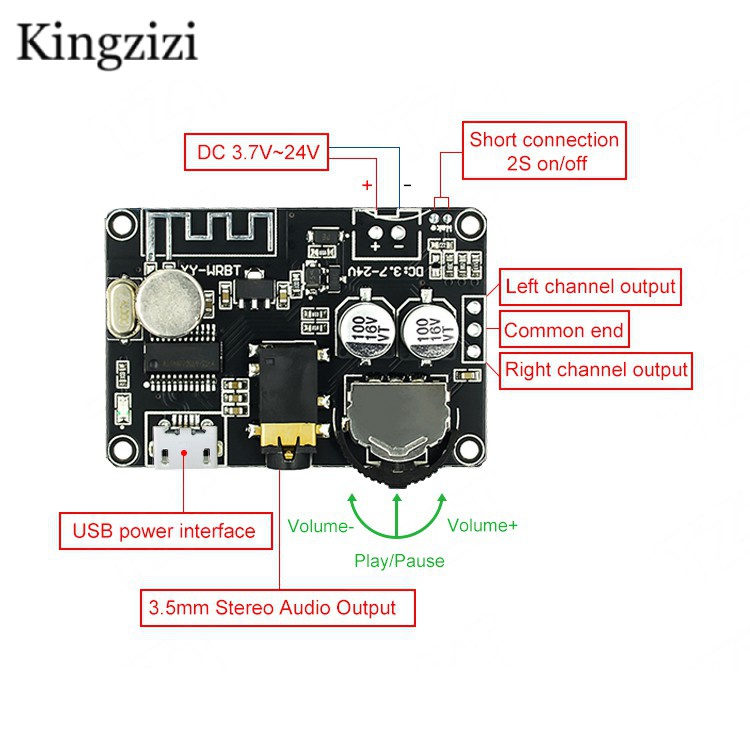 Xy-wrbt DC 3.7-24V อะแดปเตอร์รับสัญญาณเสียงสเตอริโอ บลูทูธไร้สาย 5.0 3.5 มม. #6