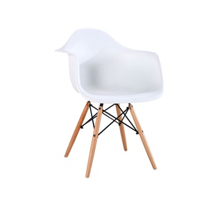 [ส่งฟรี เหลือ579] HomeHuk เก้าอี้พลาสติก มีที่พักแขน ฐานโครงเหล็ก ขาไม้ 58x62x81 cm เก้าอี้มินิมอล เก้าอี้กินข้าว เก้าอี้นั่งเล่น เก้าอี้ทำงาน เก้าอี้คาเฟ่ เก้าอี้พักผ่อน เก้าอี้เกาหลี เก้าอี้โมเดิร์น PP Mid-Century Modern Armchair โฮมฮัก