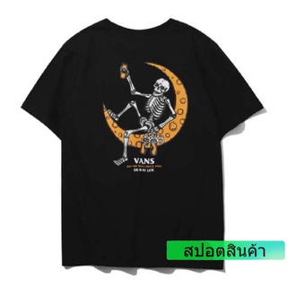 Vans เสื้อยืดคอก ลมแขนสั้นผ้าฝ้ายแบบลําลอง