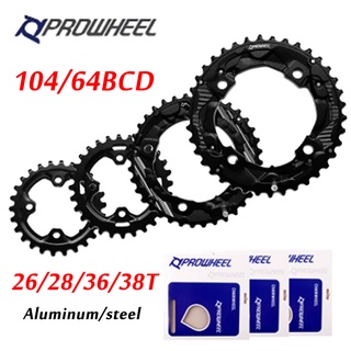 Prowheel ใบจานหน้าจักรยานเสือภูเขา ความเร็ว 10 11 ระดับ 104bcd 64bcd 26T 28T 36T 38T