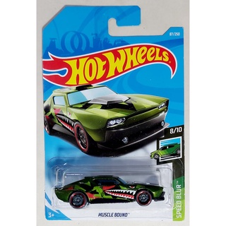 33HW โมเดลรถขนาดเล็ก Hot wheels ฮอตวิล 🚩 MUSCLE BOUND ปากฉลาม สีเขียวทหาร ✔️ แพ็ค-การ์ดตามภาพ ✔️ พร้อมจัดส่ง Hobby Duck