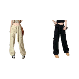 cargo pant V1 กางเกงคาร์โก้สุดฮิต แต่งเชื่อผูกเอวและ 6 กระป๋า มี 4 สี ครีม/น้ำตาลอมเขียว/ชมพู/ดำ