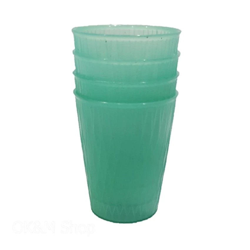 OL&P shop แก้วน้ำพลาสติก แพ็ค 4 ใบ ขนาด8x8x9ซม.