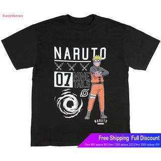 เสื้อยืดยอดนิยม Bioworld Naruto Big Boys 07 Nine Tails Black T-Shirt Short sleeve T-shirts