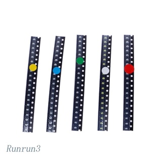 Runny ชุดไฟ LED SMD 0805 5 สี สีแดง สีเขียว สีฟ้า สีเหลือง สีขาว 100 ชิ้น