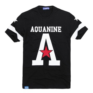 เสื้อยืด AQUANINE - เสื้อยืดผู้ชาย A-STAT ( เสื้อยืดสีดำ ) ลิขสิทธิ์แท้