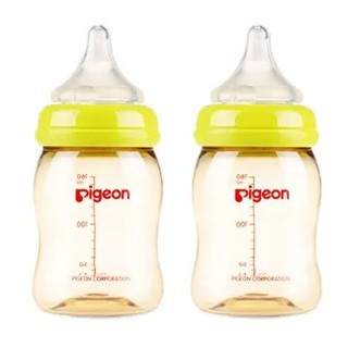 PIGEON ขวดนมสีชา PPSU ขนาด 160ml (5 oz) พร้อมจุกนมไซส์ SS แพค 2 ขวด