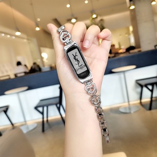 สายนาฬิกาข้อมือโลหะ รูปหัวใจคู่ แบบเปลี่ยน สําหรับ Oppo Band B1 Smartband