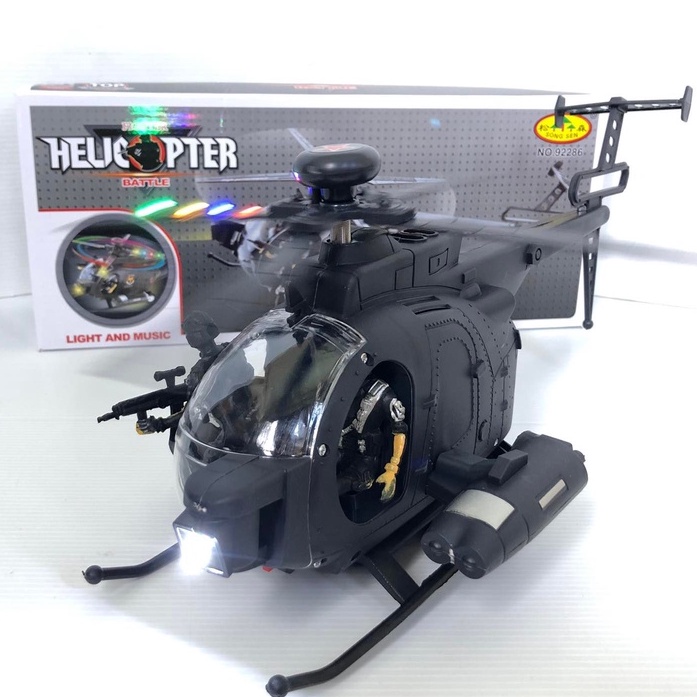 คอปเตอร์ชนถอย ไฟดิสโก้ เครื่องบิน คอปเตอร์ชนแล้วถอย ใส่ถ่าน มีเสียง มีไฟ 92286(RLP)