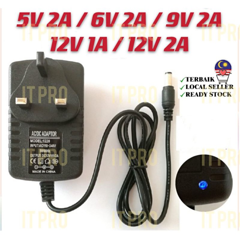 PRO 5V 2A/6V 2A/9V 2A/12V 2A UK ปลั๊กอะแดปเตอร์แหล่งจ่ายไฟกล้องวงจรปิด LED 5.5  2.5 มม.กล้อง LED