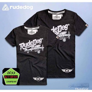 rudedog เสื้อคอกลม  ชายหญิง  รุ่น Airline สี ทอปดำ