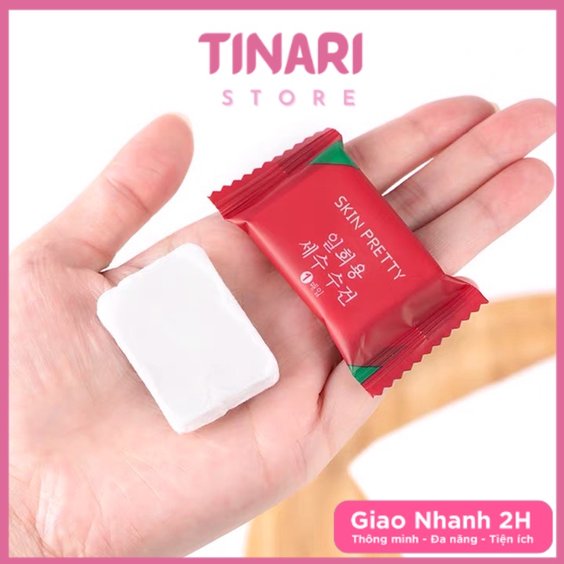 [เครื่องใช้ในครัวเรือน] AMORTAL ผ้าเช็ดทําความสะอาดเปียกแบบบีบอัด แพ็ค 20 ชิ้น กระดาษเช็ดหน้าสะดวก