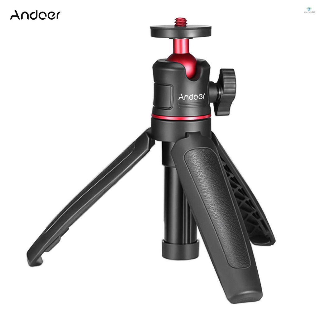 Andoer MT-08 ขาตั้งกล้อง แบบสามขา ขนาดเล็ก ขยายได้ พร้อมสกรูเมาท์หัวบอล 1/4 นิ้ว สําหรับเซลฟี่ เดินทาง วีล็อก