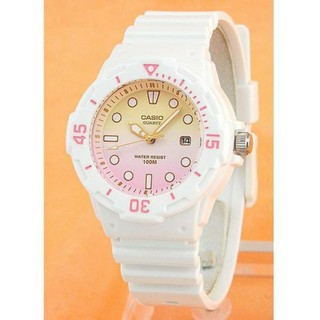 นาฬิกาข้อมือผู้หญิง casio รุ่น LRW-200H-4E2 สายเรซิ่น สีขาว หน้าปัดชมพูสุด Cute - มั่นใจของแท้ 100% ประกันศูนย์ 1 ปี