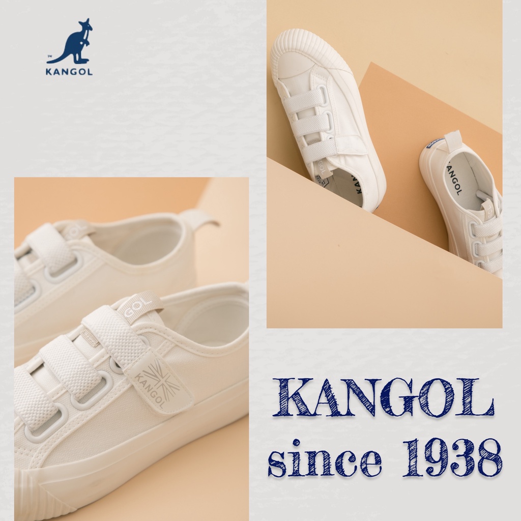 KANGOL Sneakers unisex ขาวดำมีในสต็อก รองเท้าผ้าใบ รุ่น Velcro เวลโก้ ...