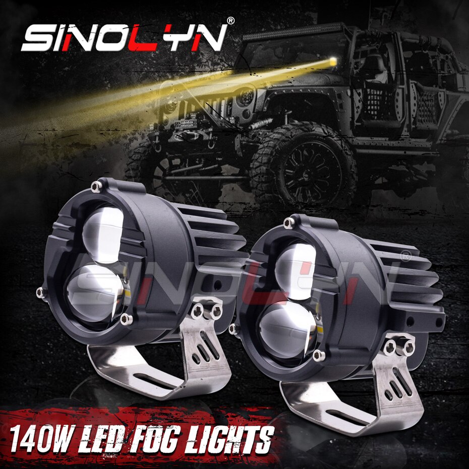 Sinolyn 140W Bi LED ไฟตัดหมอก Spotlight Combo Light สําหรับรถยนต์/รถจักรยานยนต์/SUV/ATV/รถบรรทุก Uni