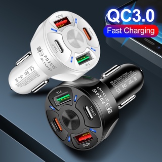 อะแดปเตอร์ที่ชาร์จ USB C คู่ แบบชาร์จเร็ว PD QC3.0 สําหรับรถยนต์