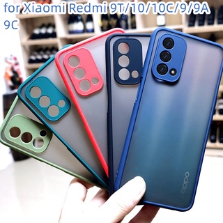 เคสขอบสีหลังด้าน เคส Xiaomi Redmi 9T 10 10C 9 9A 9C ป้องกันกล้อง เคสกันกระแทก ขอบนิ่มหลังแข็ง