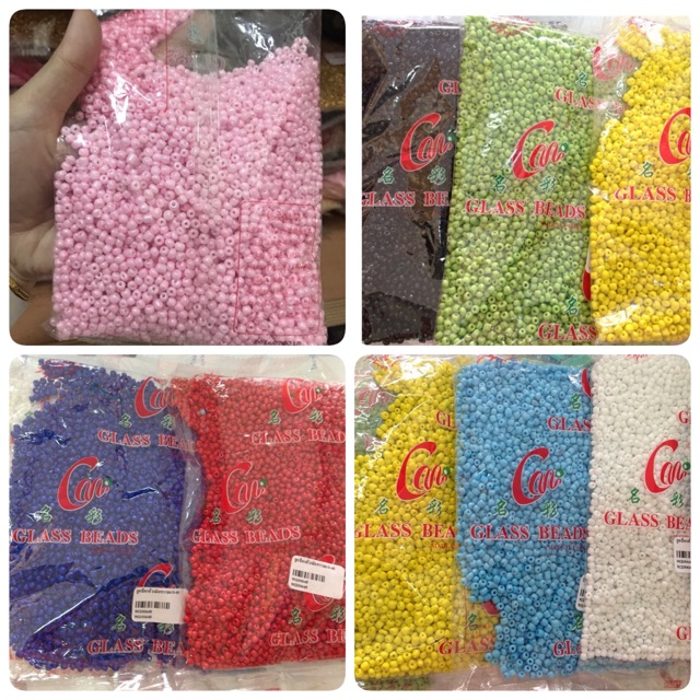 ลูกปัดเม็ดทรายโนราห์ ห่อใหญ่สีพิ้น 250 บาท หนัก 450 กรัม