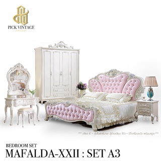 MAFALDA-XXII (A3) BEDROOM SET : ชุดห้องนอนเจ้าหญิง วินเทจ สีซอฟท์ไวท์ รุ่น มาเฟลดา 22 (A3)