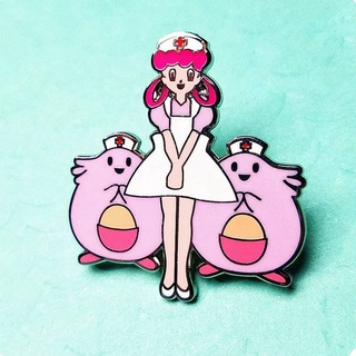 เข็มกลัด / หมุดโลหะ โปเกม่อน Nurse Joy and Chansey Pokemon 👸🌸🎀 (Hard Enamel Pin)