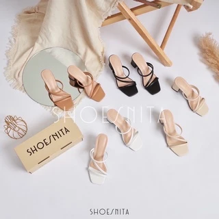 รองเท้าส้นสูง 2.5 นิ้ว หนังนิ่ม 3 เส้น (งานคุณภาพ) ใส่สวย หรู ดูแพง SHOESNITA* พร้อมส่ง