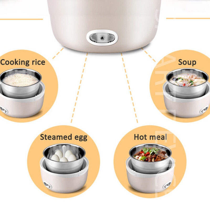 220V MINI Rice Cooker Insulation Heating Electric Lunchbox 2 Layers ...