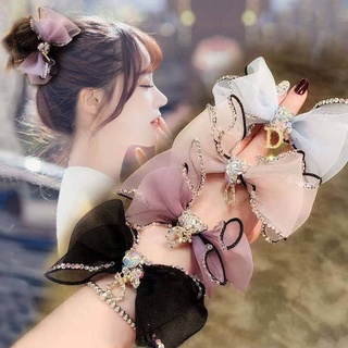 Korean small fresh element green butterfly hair rope sweet head rope hair accessories