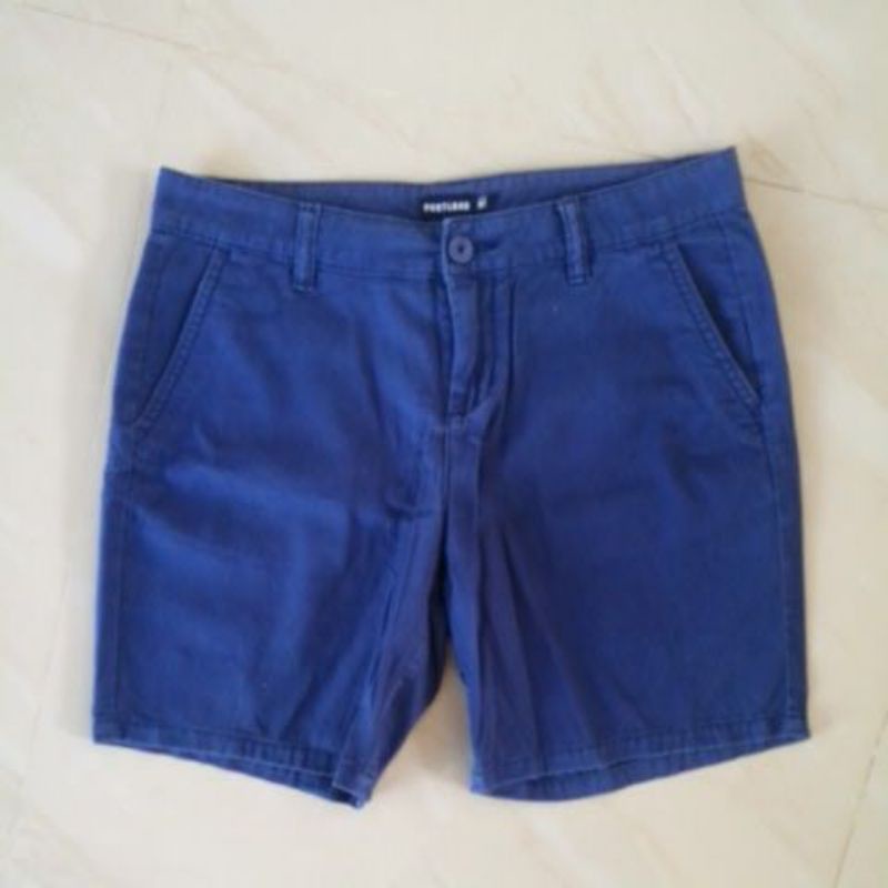 มือสอง Portland แท้ กางเกงขาสั้น ผ้าฝ้าย100% สีน้ำเงิน - PS9