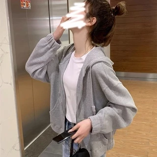 125แจ็คเก็ตผู้หญิงใหม่ฤดูใบไม้ผลิและฤดูใบไม้ร่วง เสื้อกันหนาวบางหลวมเกาหลีเสื้อสเวตเตอร์ถักแบบสบายๆ