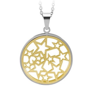 555jewelry Stainless Steel 316L Pendant with chain necklace จี้สำหรับผู้หญิง (Yellow Gold/Steel)