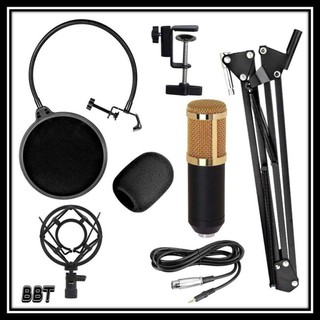 BBT "SET" CONDENSER MICROPHONE BM800 พร้อมขาตั้งไมคและฟิลเตอร์กรองเสียง 100% MIC800