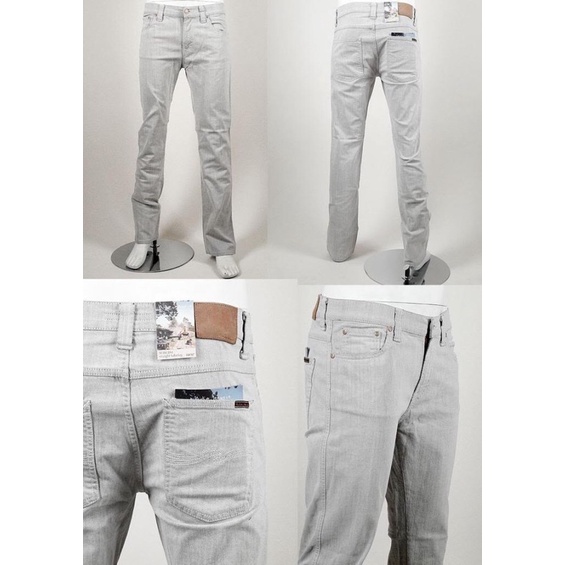 Nudie Slim Jim Ecru Black แท้100%