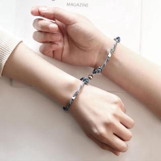 1Pair Couple Magnetic Attract Braided Bracelet / Friendship Rope Chinese Idioms Wrist Chain Jewelry Staunch Lover Gift Kit